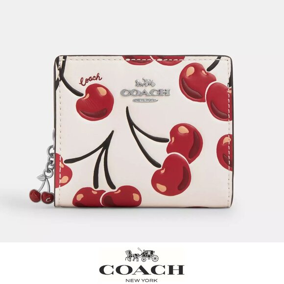 🍒 Coach Snap Wallet With Cherry Print - Picture 2 of 9